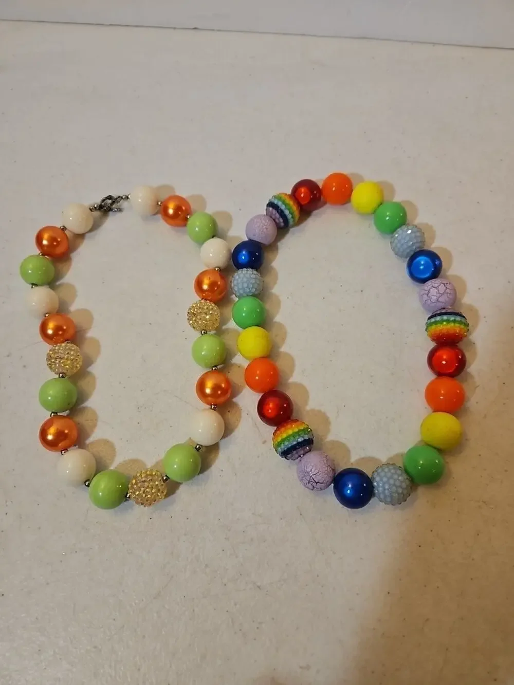 Kids Chunky Bubblegum Bead Necklaces - Lot Of 2 Children Jewelry Necklace
